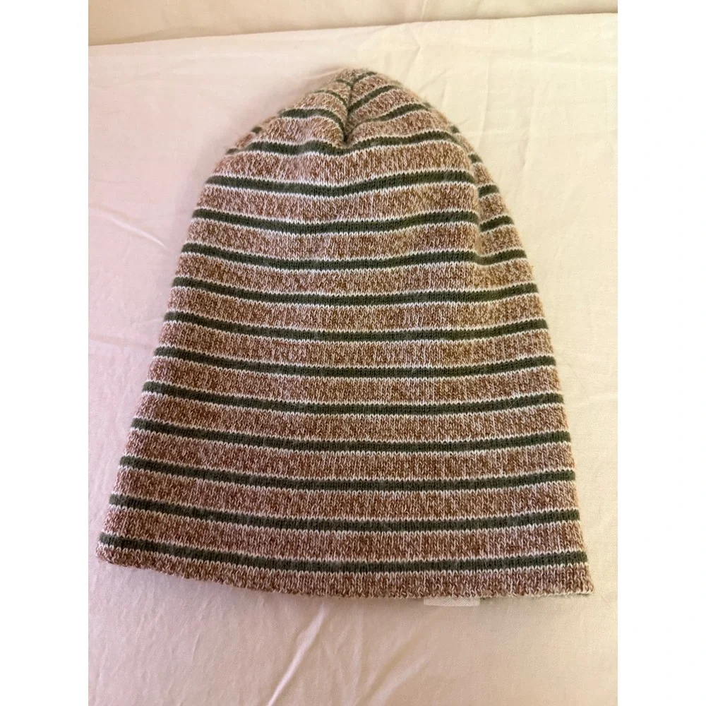 Coal Beanie Hat Unisex OS Brown Green Striped Knit Made in USA